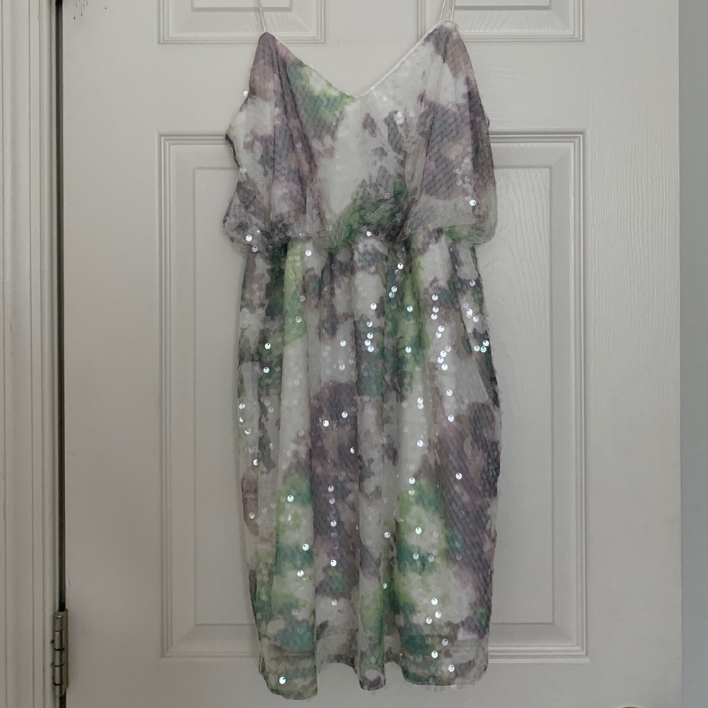 Aqua cocktail sequin dress